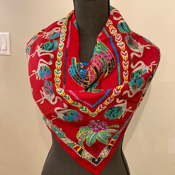 Cartier must de Cartier Paris silk scarf swan - Picture 4 of 15